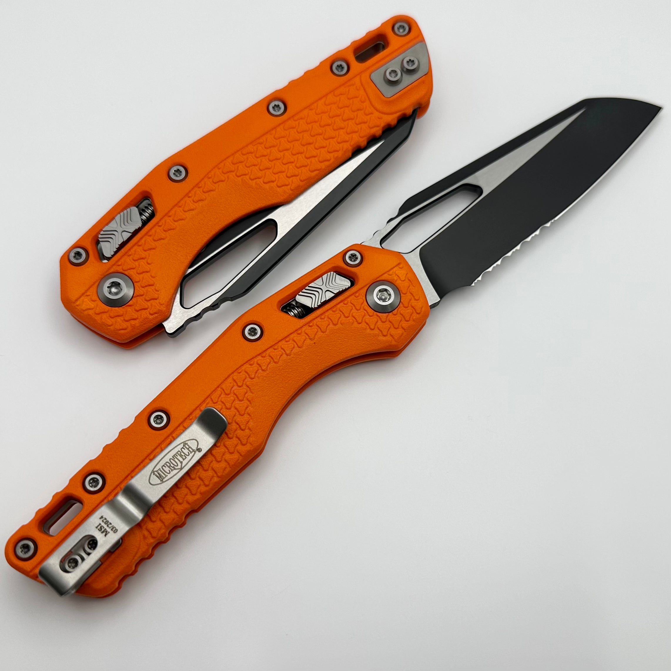 Microtech Knives MSI RAM LOK Orange Polymer & Black Partial Serrated M390MK 210T-2PMOR