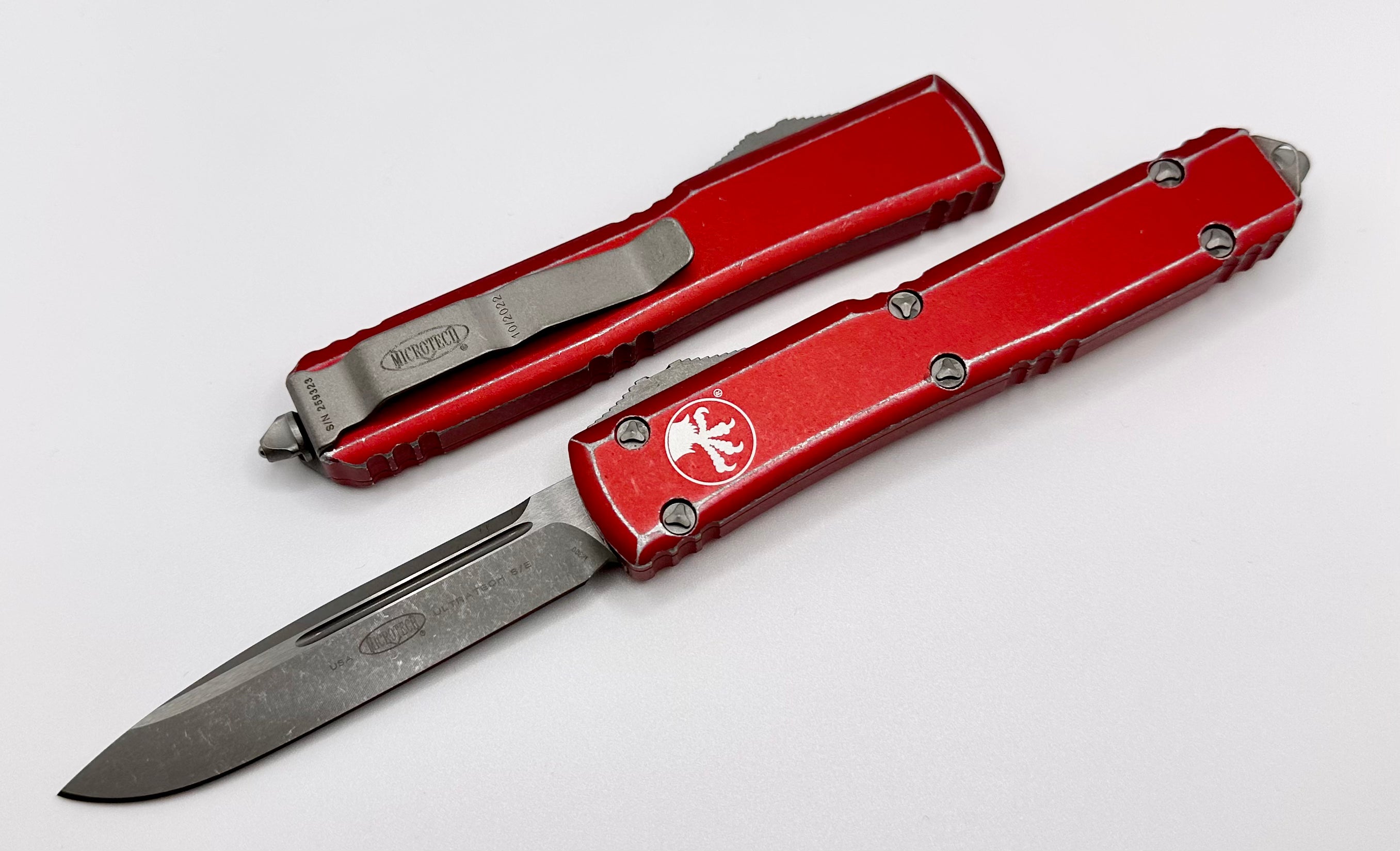 Microtech Ultratech Single Edge & Distressed Red 121-10DRD