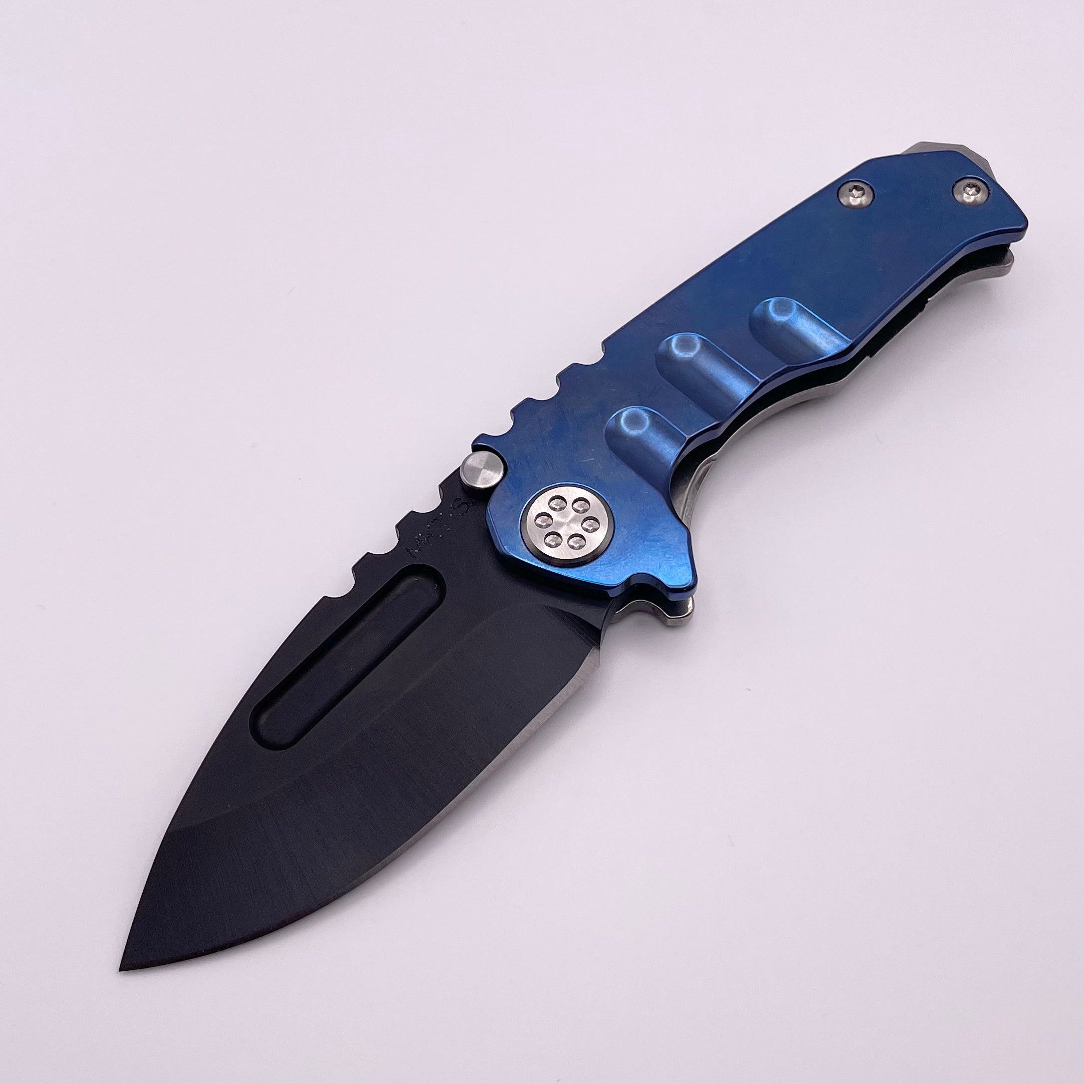 Pre Owned Medford Micro Praetorian T w/ PVD S35 Drop Point & Blue/Tumbled Finish