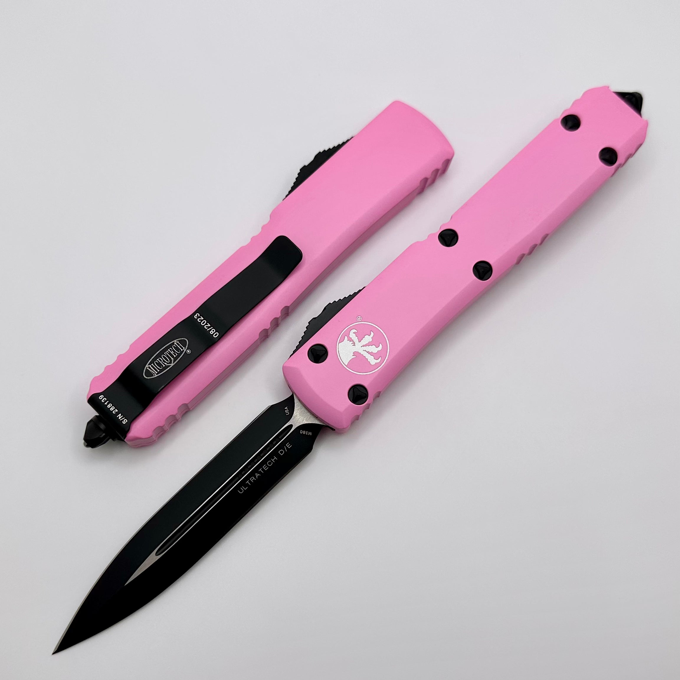 Microtech Ultratech D/E Black Standard & Blasted Pink 122-1BPK