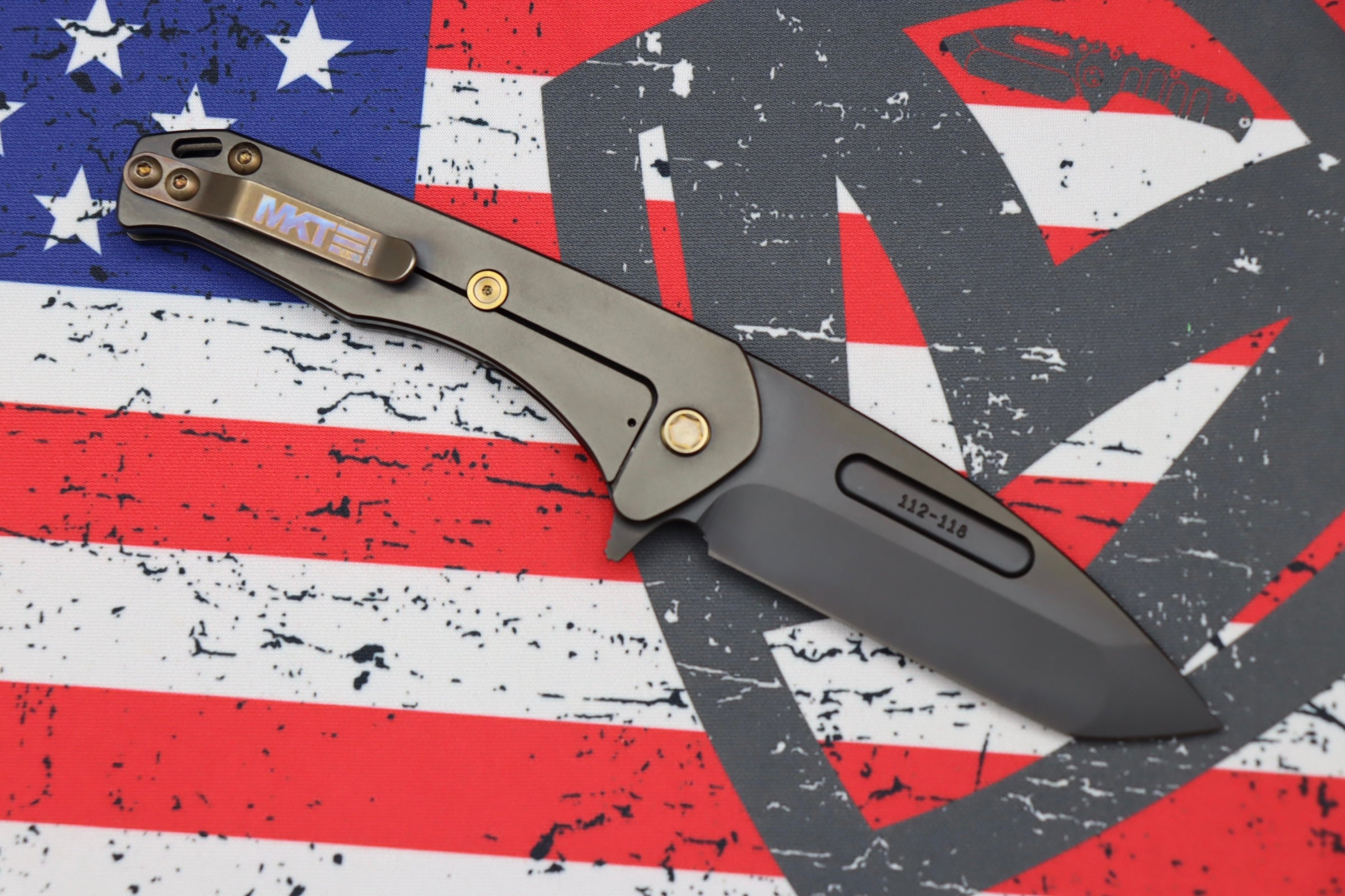 Medford Praetorian Slim Flipper PVD S35VN Tanto & PVD Handles w/ Bronze Hardware/Clip