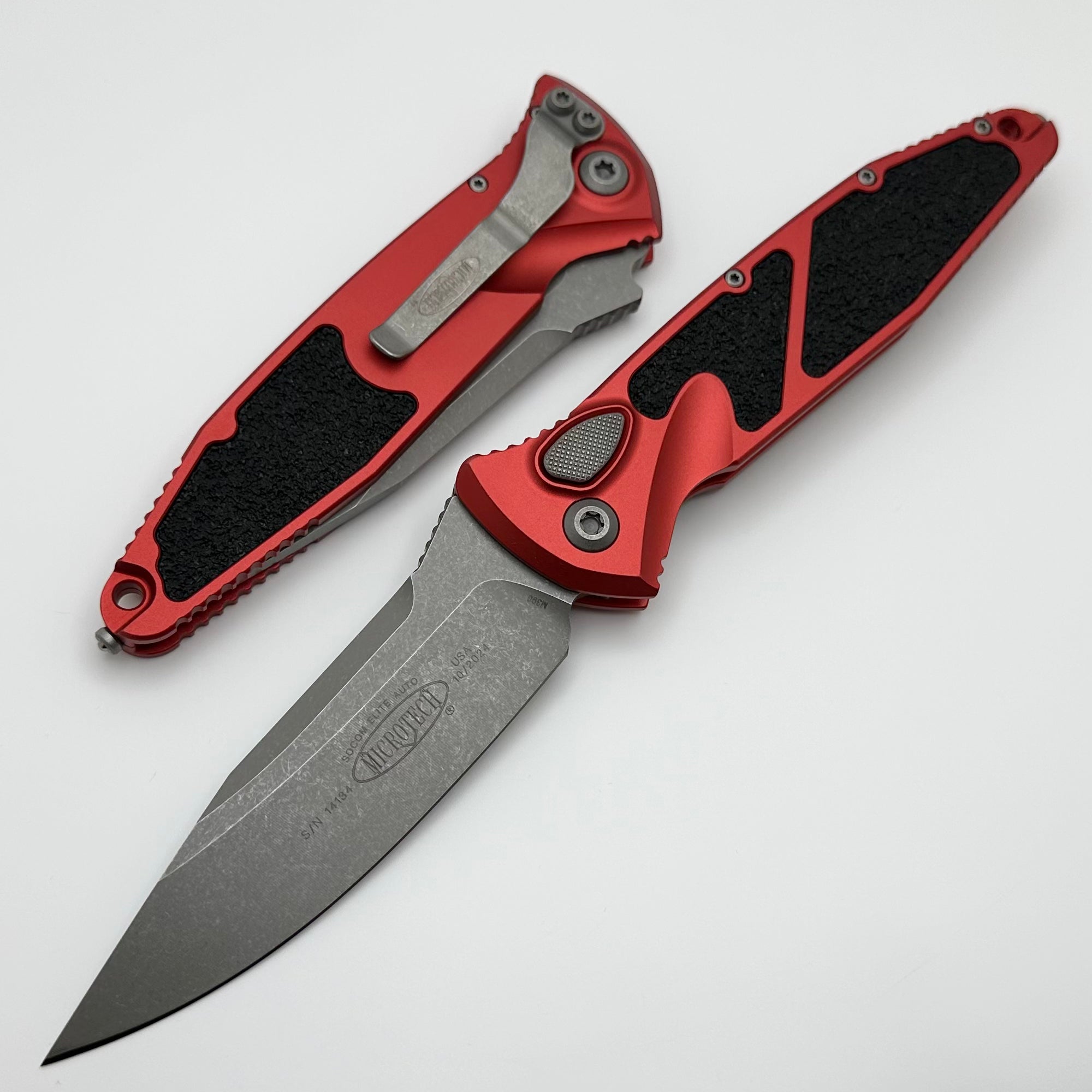 Microtech Socom Elite Auto Red w/ S/E Apocalyptic 160A-10APRD