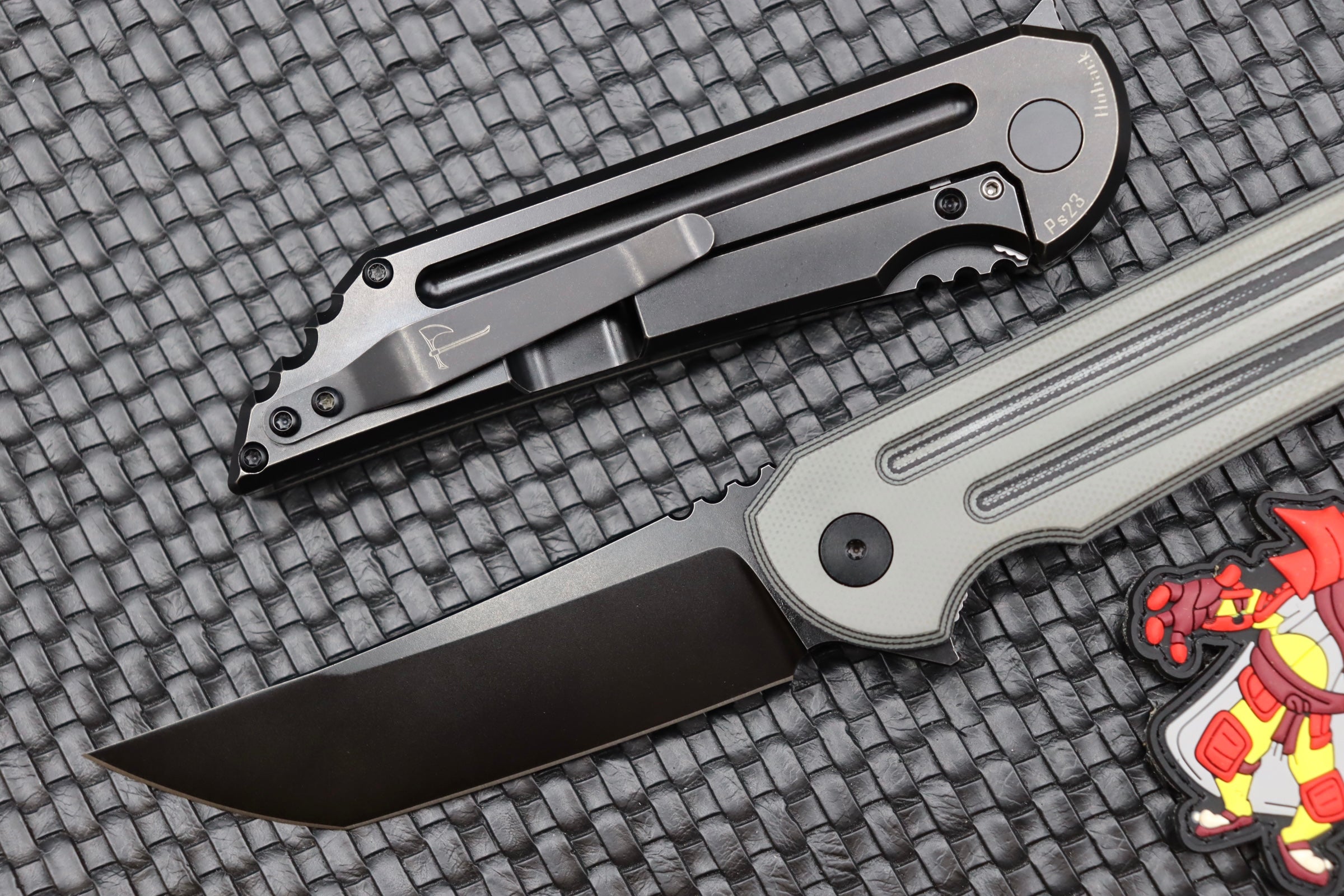 Jake Hoback Knives Kwaiback MK6 Gray SureTouch w/ Fullers & DLC M390