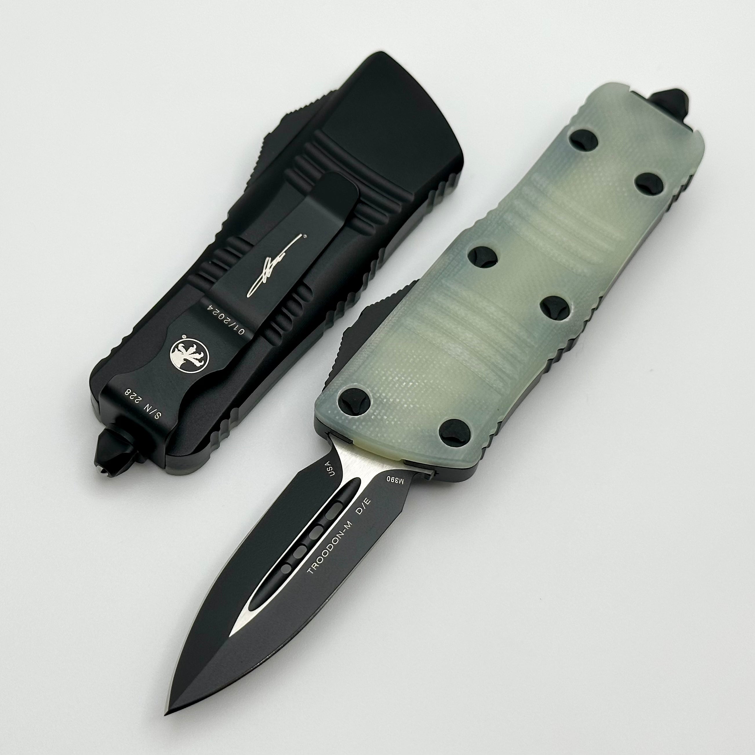 Microtech Troodon Mini D/E Jade Green G10 Top Signature Series 238-1GTJGS