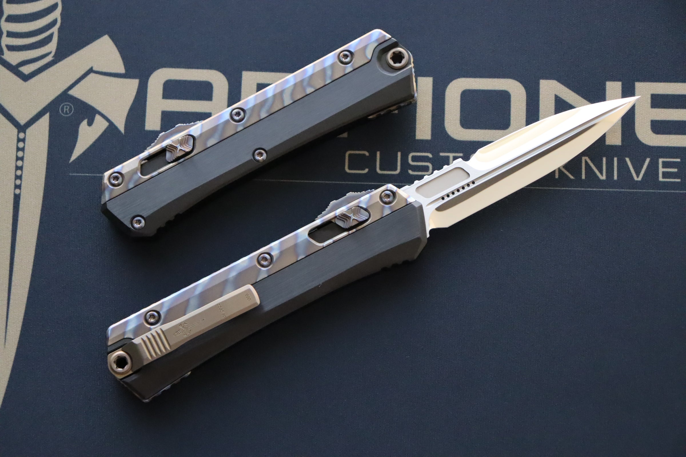 Marfione Custom Knives Glykon High Polish Bayonet w/ Hefted Black Aluminum Handle & Ti Accents