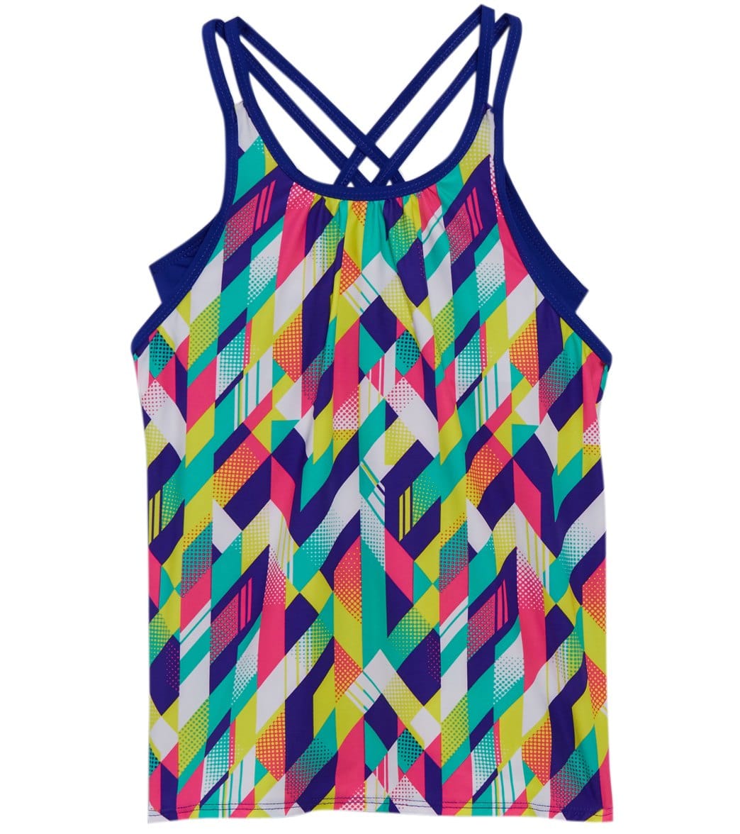 TYR Girls' Paint Party Olivia 2 in 1 Tankini Top (Big Kid) Multi