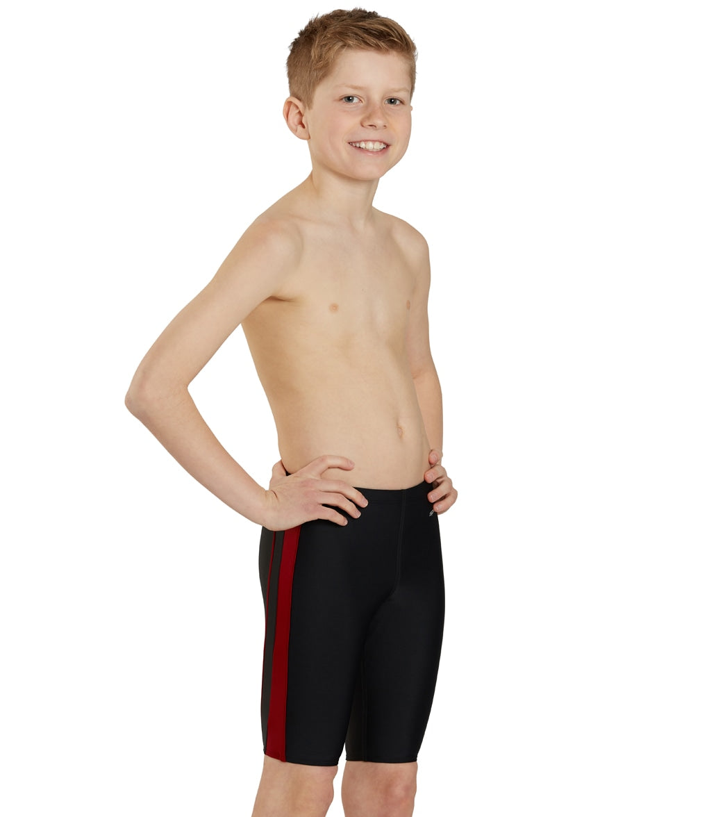 Sporti Piped Splice Swim Jammer Swimsuit Youth (22-28) Black/Maroon