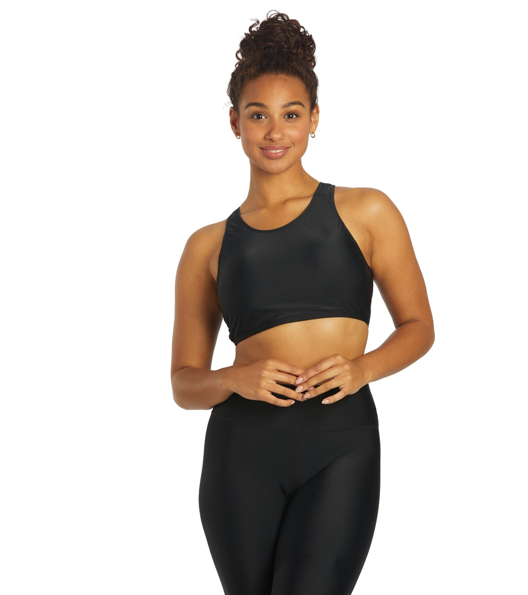 Sporti Active High Neck Crop Bikini Top Black