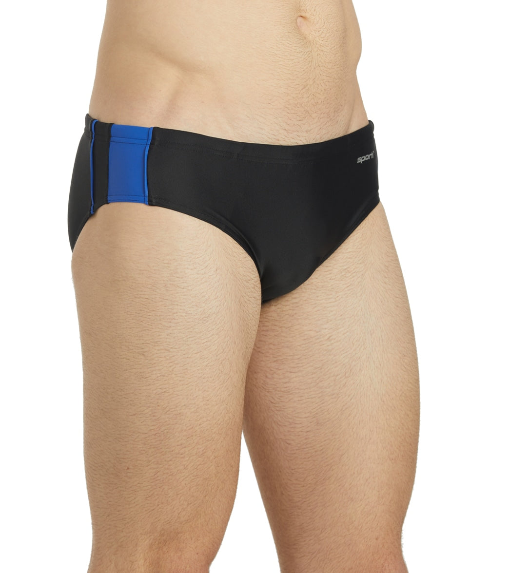 Sporti Piped Splice Brief Swimsuit (22-40) Black/Royal