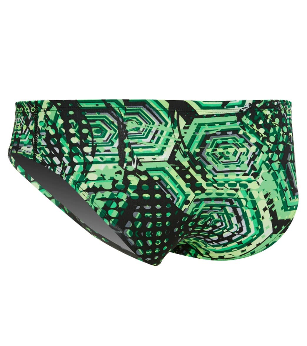 Dolfin Reliance Men's Hive All Over Racer Brief Swimsuit Green