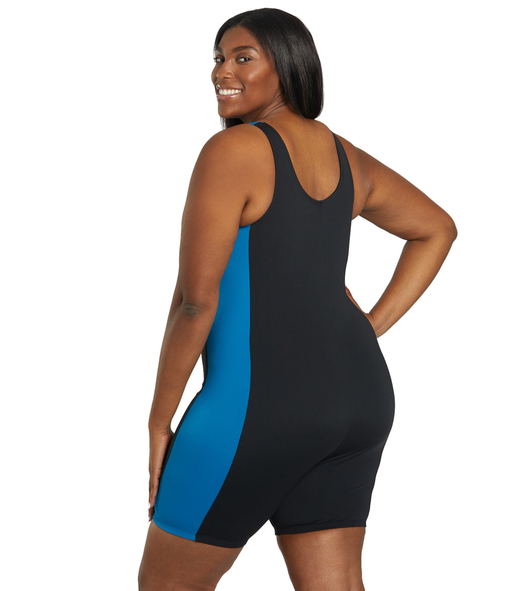 Sporti Plus Size HydroLast Chlorine Resistant Splice Scoop Back Unitard One Piece Swimsuit