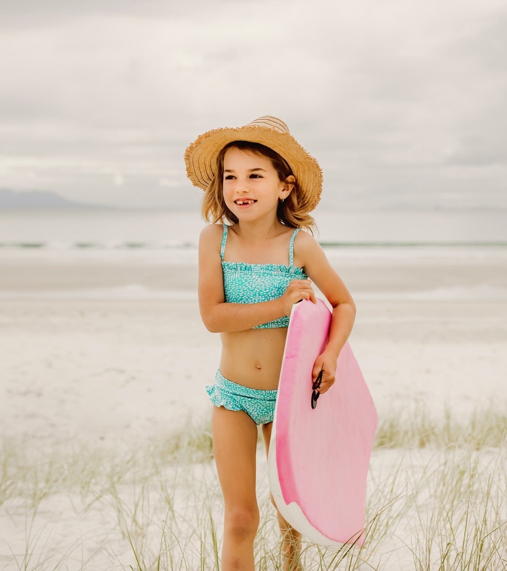 Snapper Rock Girls' Spearmint Spot Frilled Bandeau Bikini Set (Toddler, Little Kid, Big Kid)