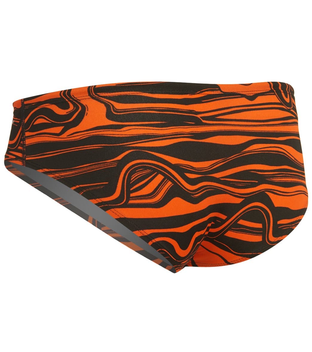 Dolfin Reliance Men's Lava All Over Racer Brief Swimsuit Orange Lava