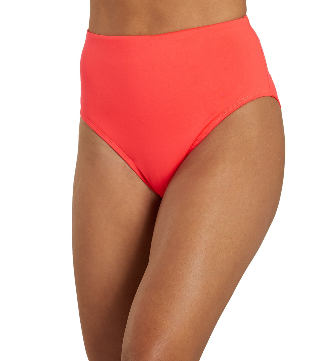 Dolfin Women's Solid High Waist Contemporary Bikini Bottom