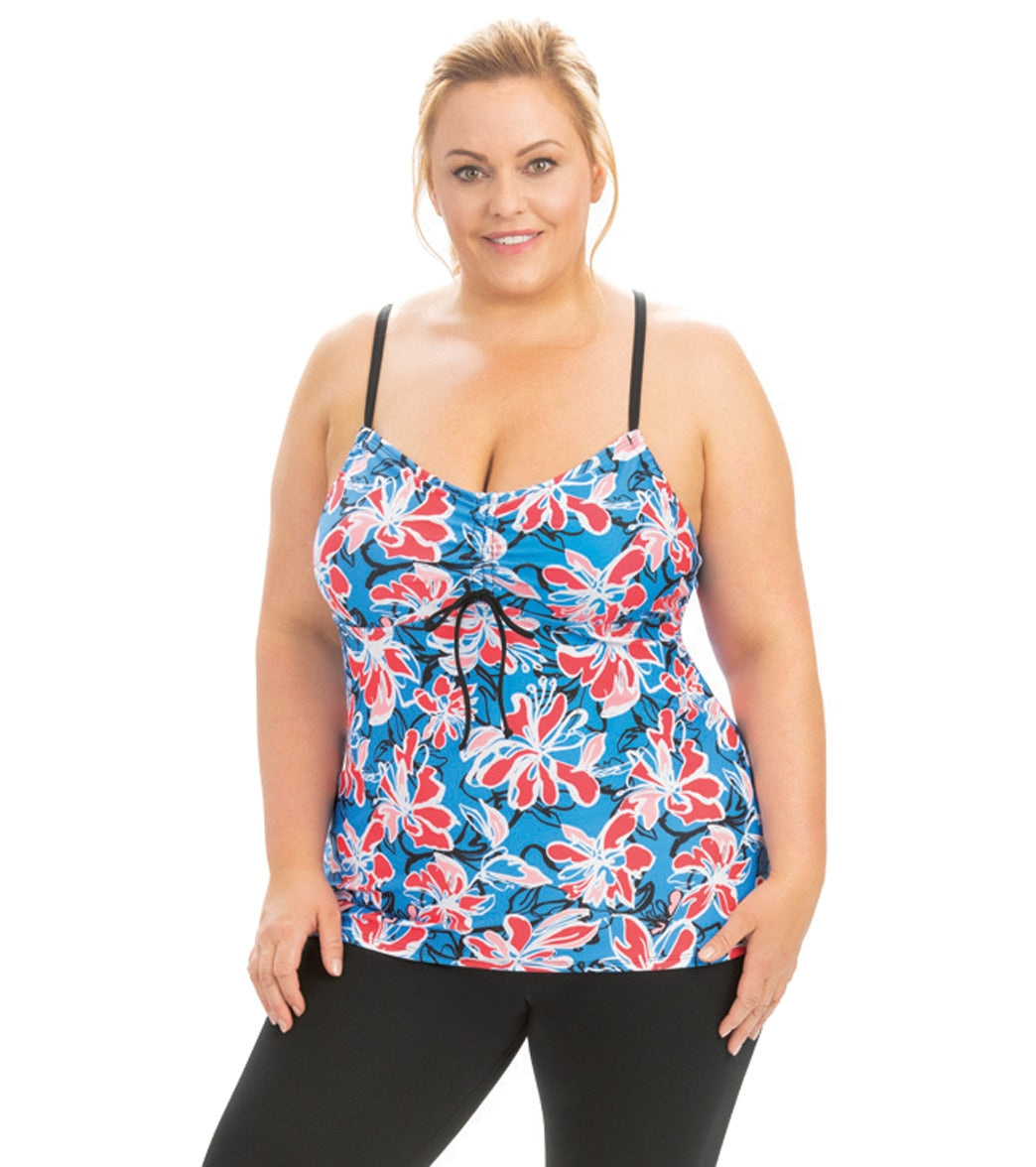 Dolfin Aquashape Women's Wildflowers Tie Front Tankini Top