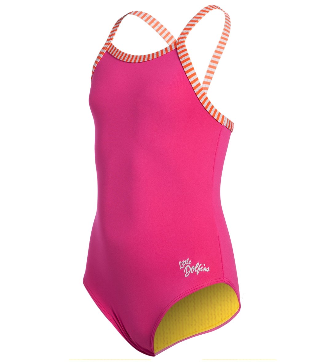 Dolfin Girls' Solid One Piece Swimsuit (Toddler, Little Kid)