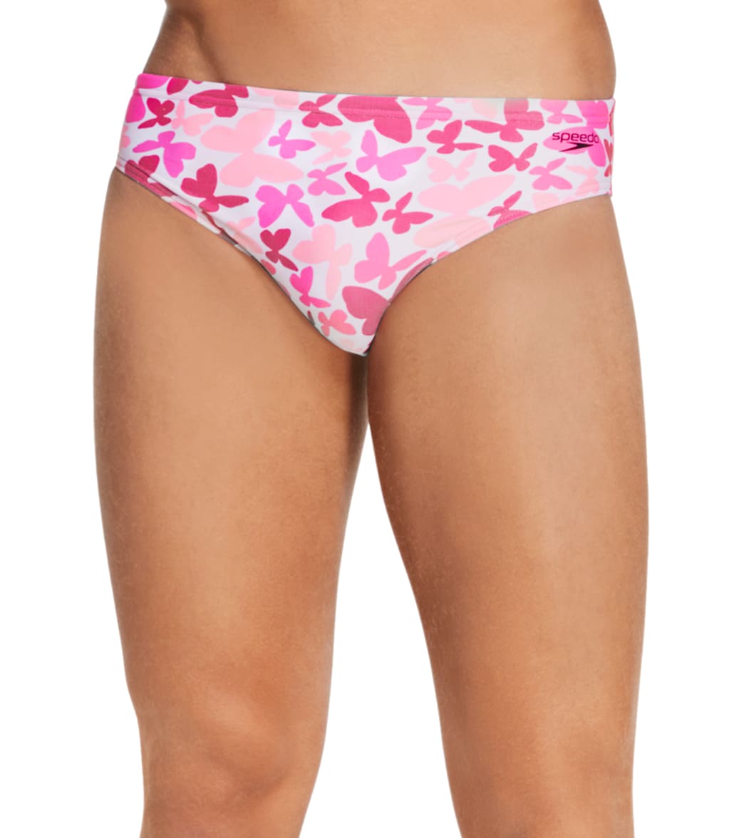 Speedo Men's Printed Brief Swimsuit Pink Ribbon