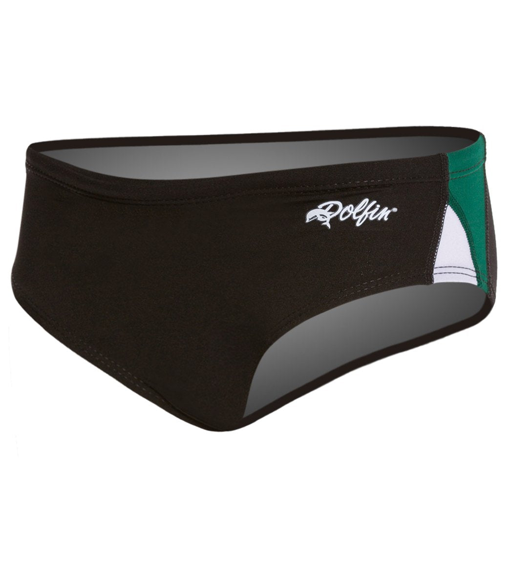 Dolfin Chloroban Color Block Youth Racer Brief Swimsuit Black/Forest/White