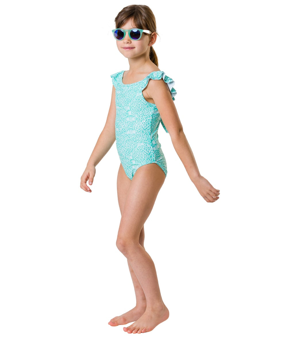 Snapper Rock Girls' Spearmint Spot Flutter Swimsuit (Toddler, Little Kid, Big Kid) Mint