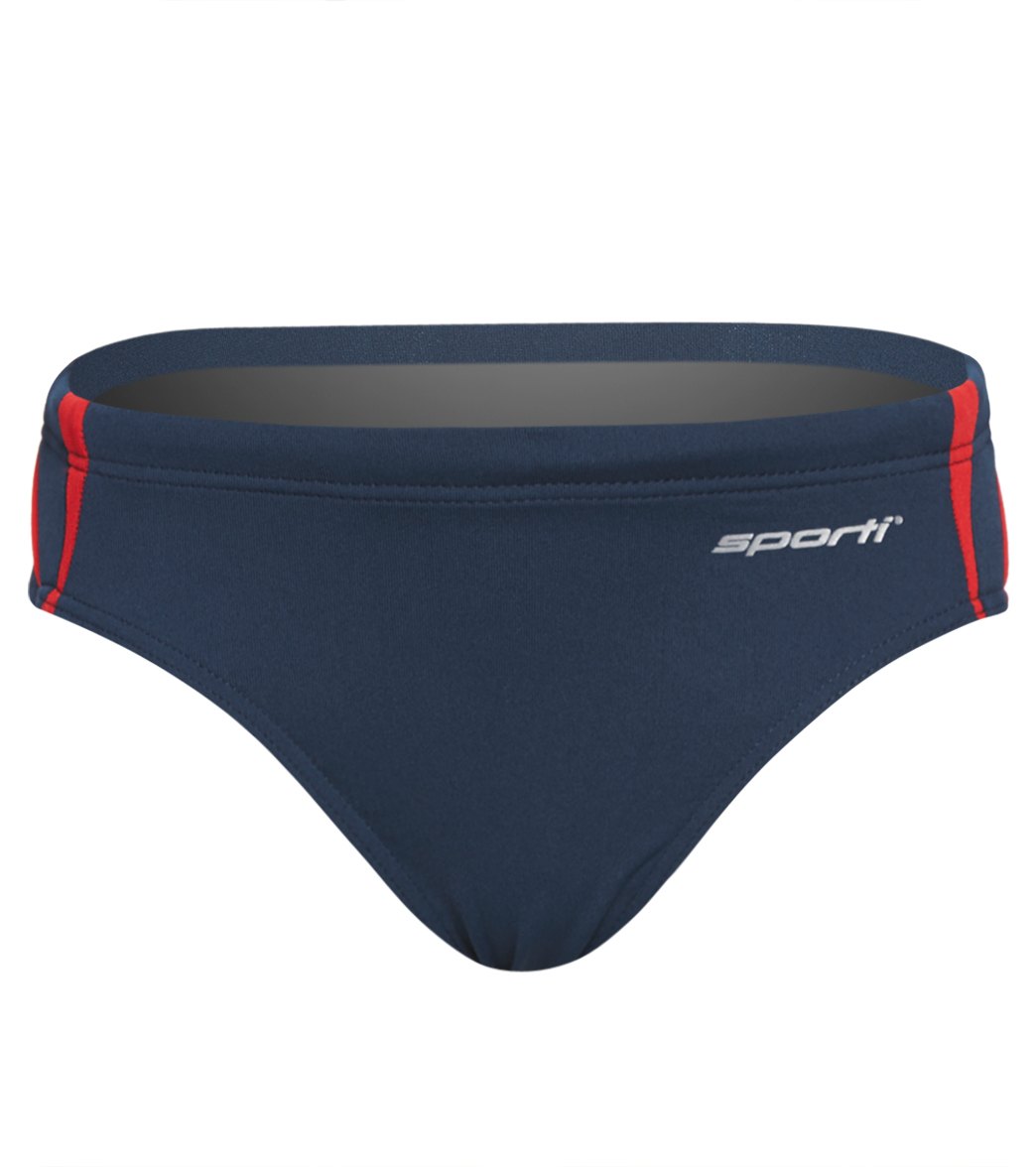 Sporti HydroLast Splice Brief Swimsuit Youth (22-28) Navy/Red