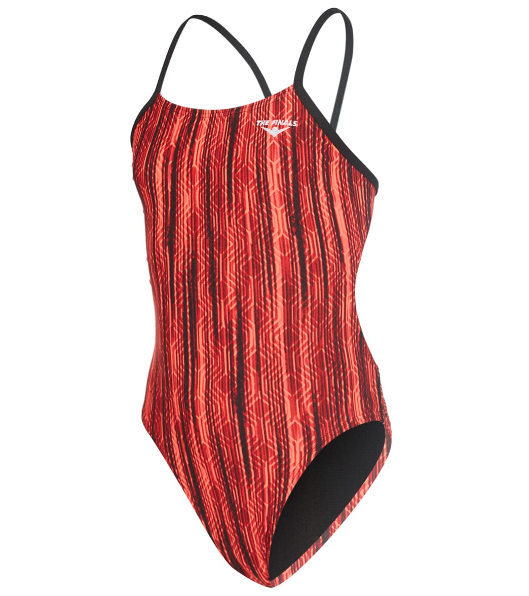 The Finals Girls' Zircon Swan Back One Piece Swimsuit Red