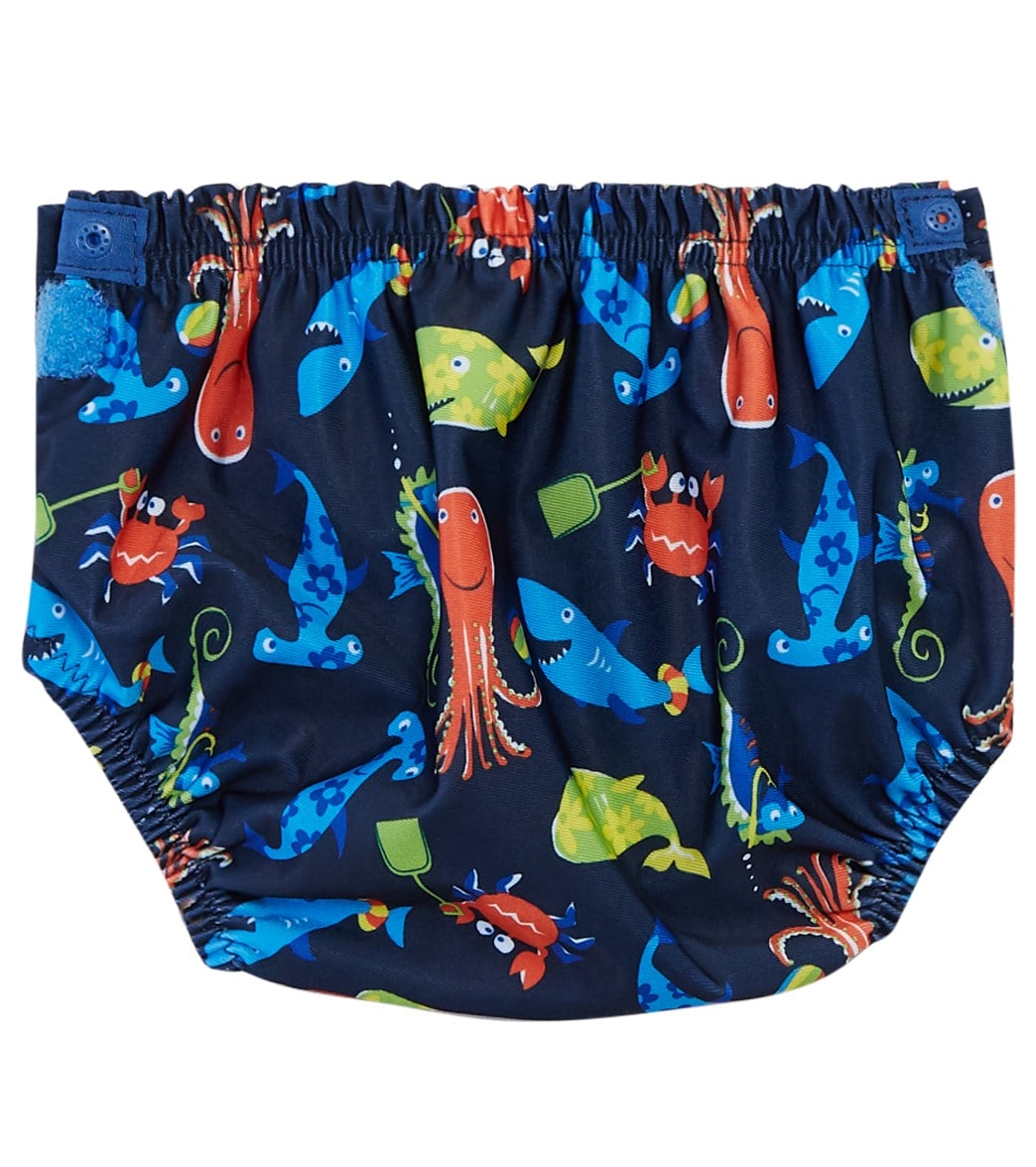 Konfidence Designer Adjustable Swim Diaper (Baby, Toddler) Navy Sea Friends