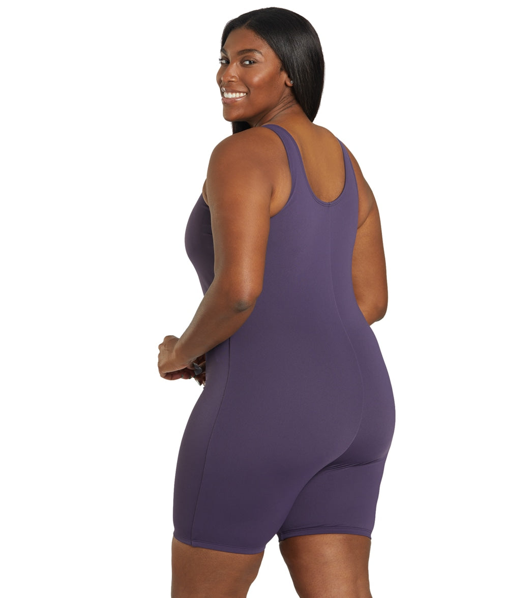 Sporti Plus Size HydroLast Chlorine Resistant Scoop Back Unitard One Piece Swimsuit Mauve