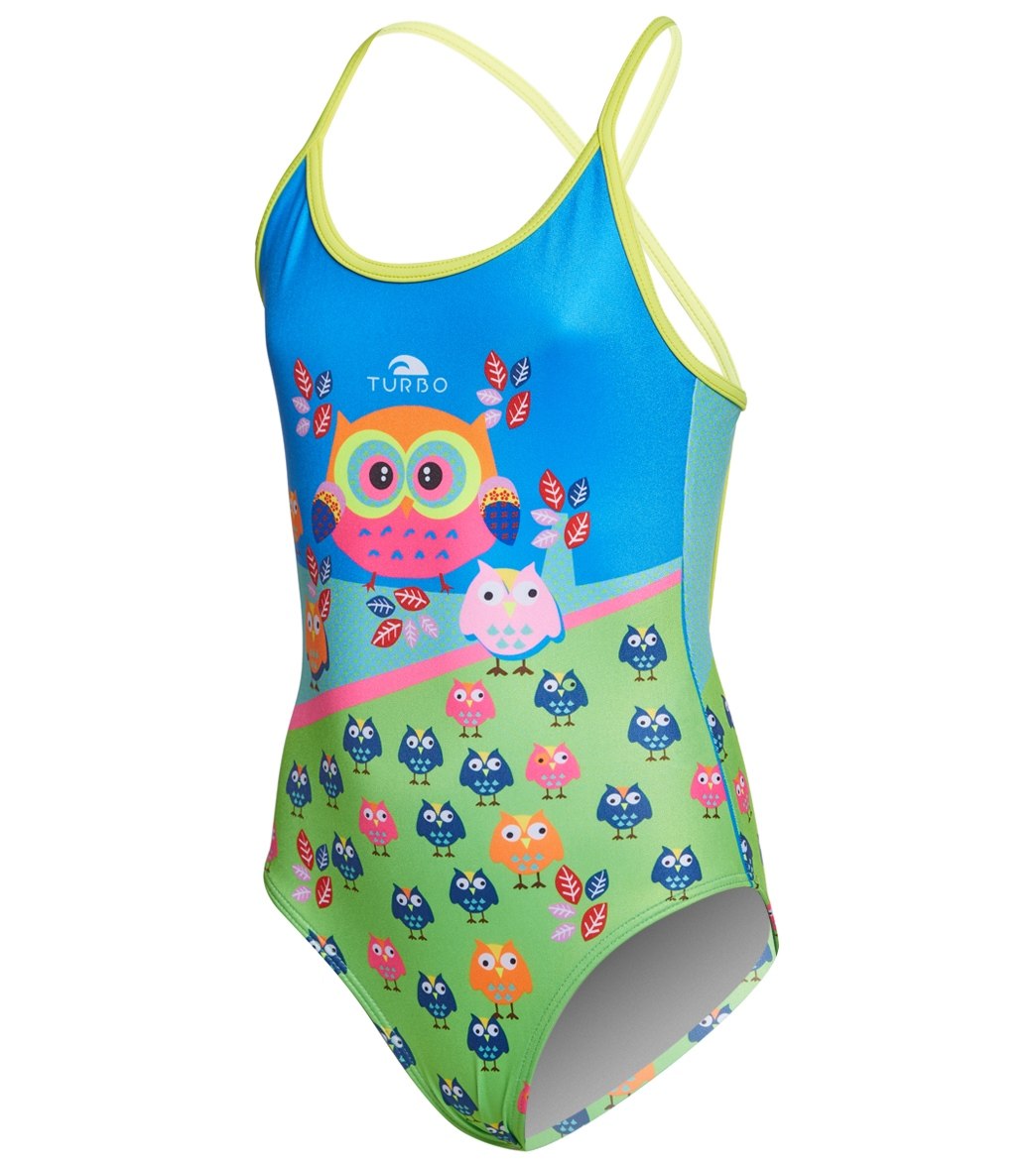 Turbo Girls' Owls One Piece Swimsuit Multi