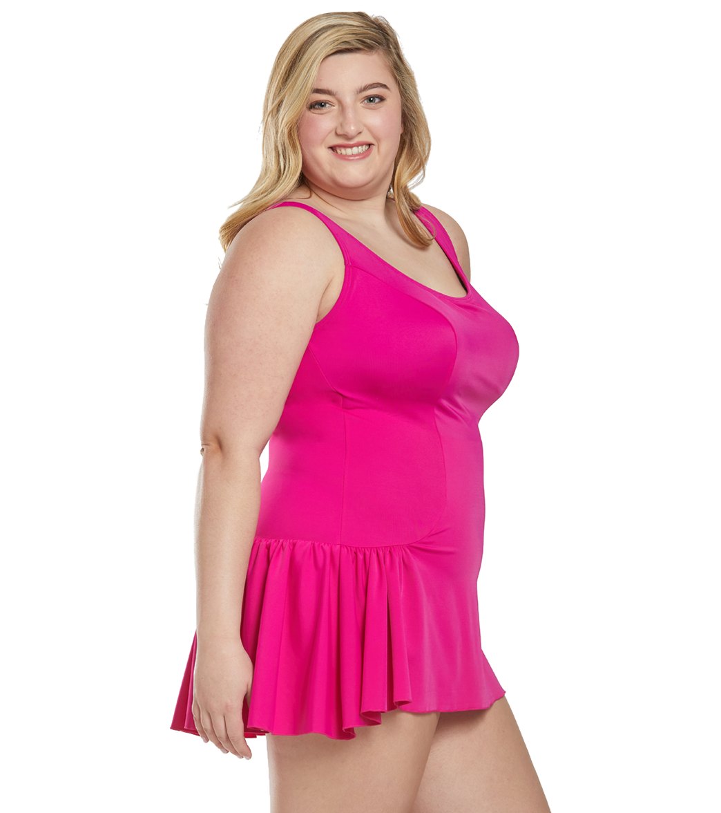 Sporti Plus Size Swim Dress Magenta