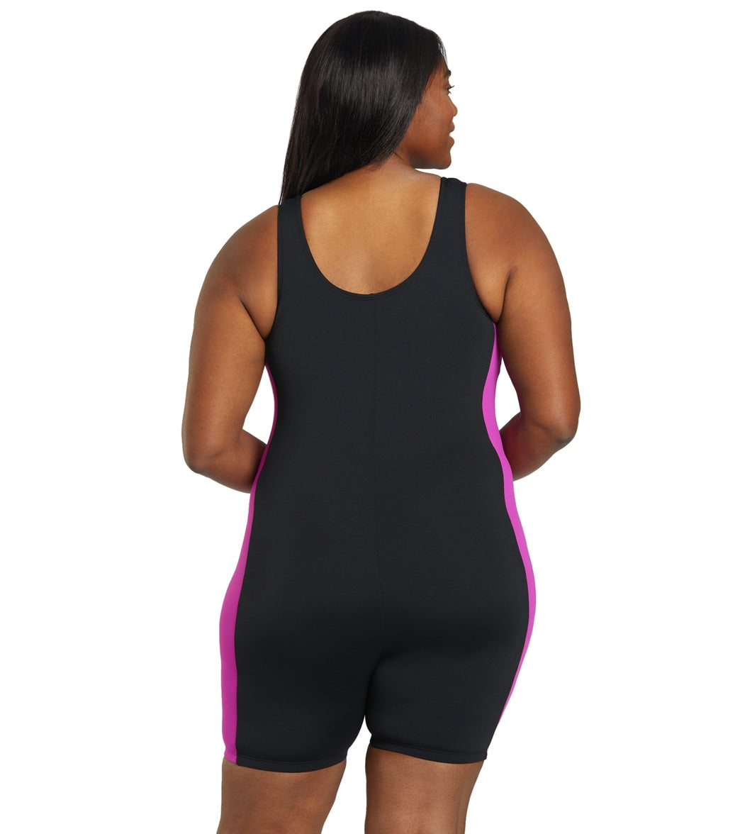 Sporti Plus Size HydroLast Chlorine Resistant Splice Scoop Back Unitard One Piece Swimsuit