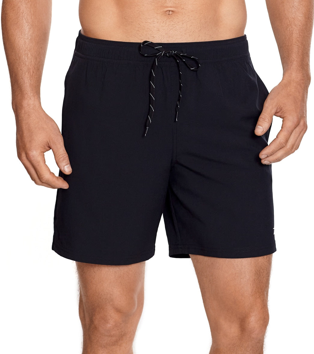 Reebok Men's Main Solid Black 7 Swim Trunks Black