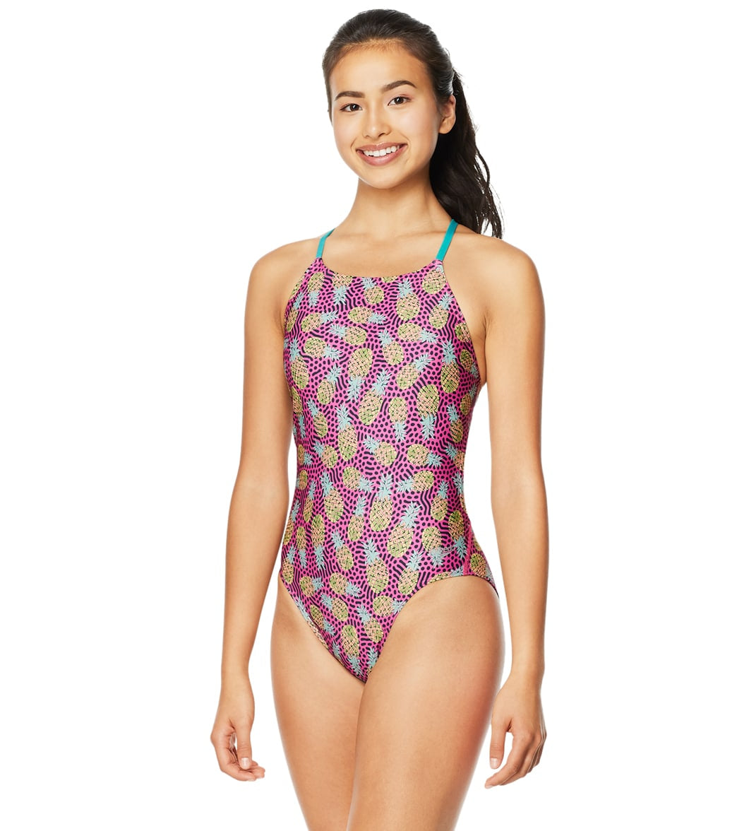 Speedo Vibe Women's Printed Tie Back One Piece Swimsuit