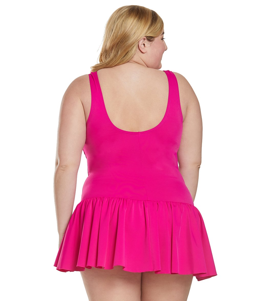 Sporti Plus Size Swim Dress Magenta