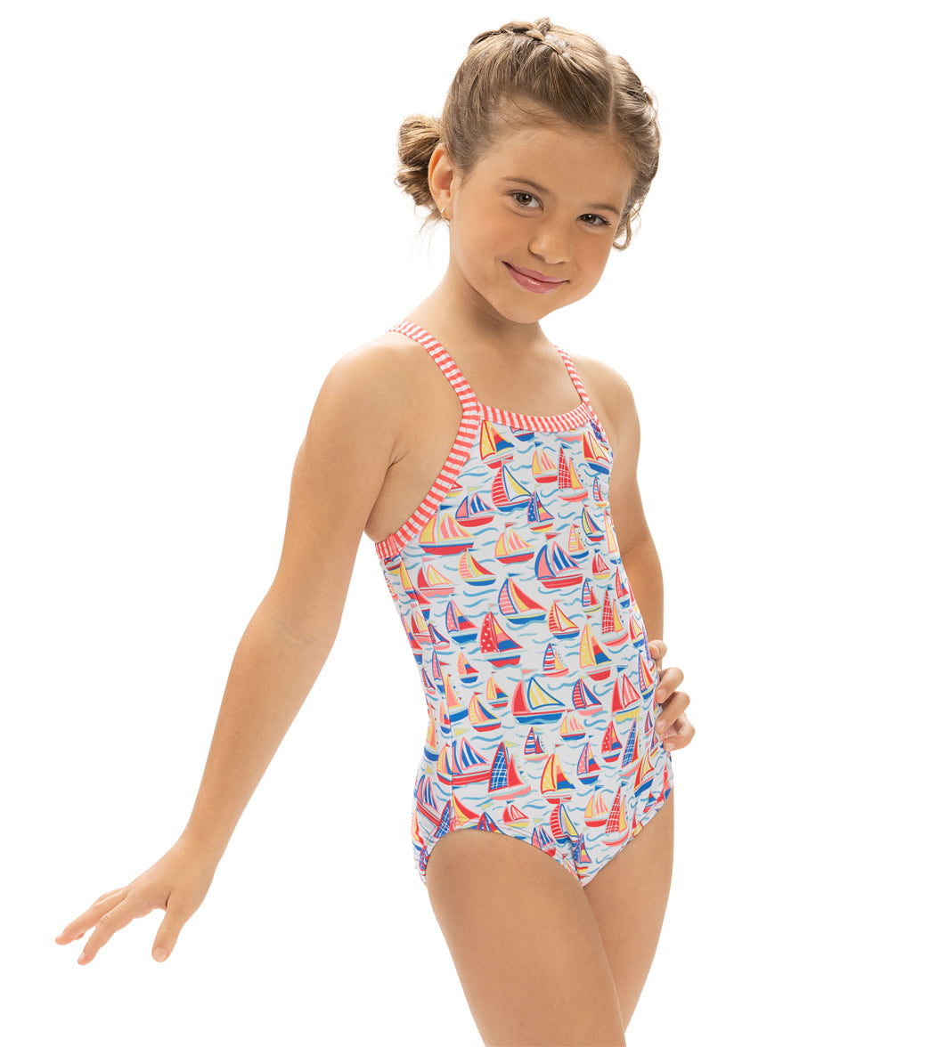 Dolfin Girls' High Tide Printed One Piece Swimsuit (Little Kid) High Tide