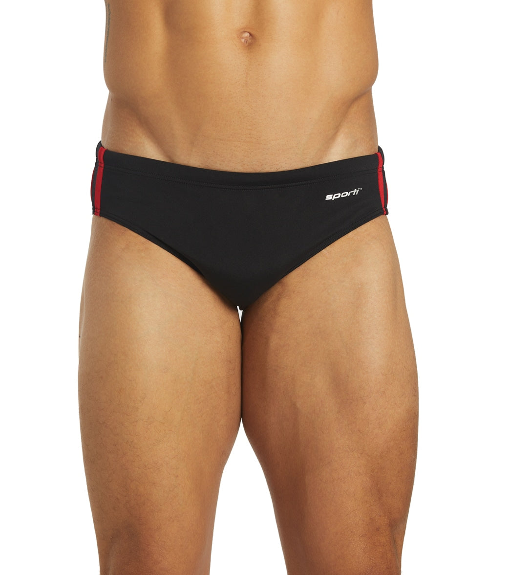 Sporti HydroLast Splice Brief Swimsuit (22-40) Black/Red