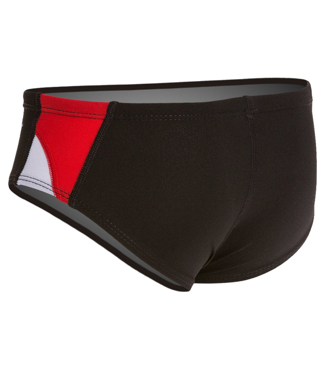 Dolfin Chloroban Color Block Youth Racer Brief Swimsuit Black/Red/White