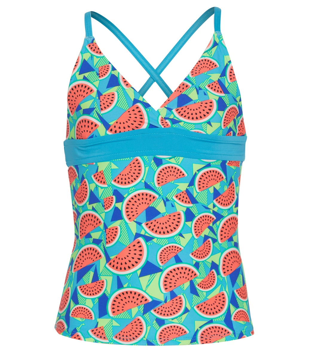 TYR Girls' Tutti Frutti Claire Tankini Top (Little Kid, Big Kid) Turquoise