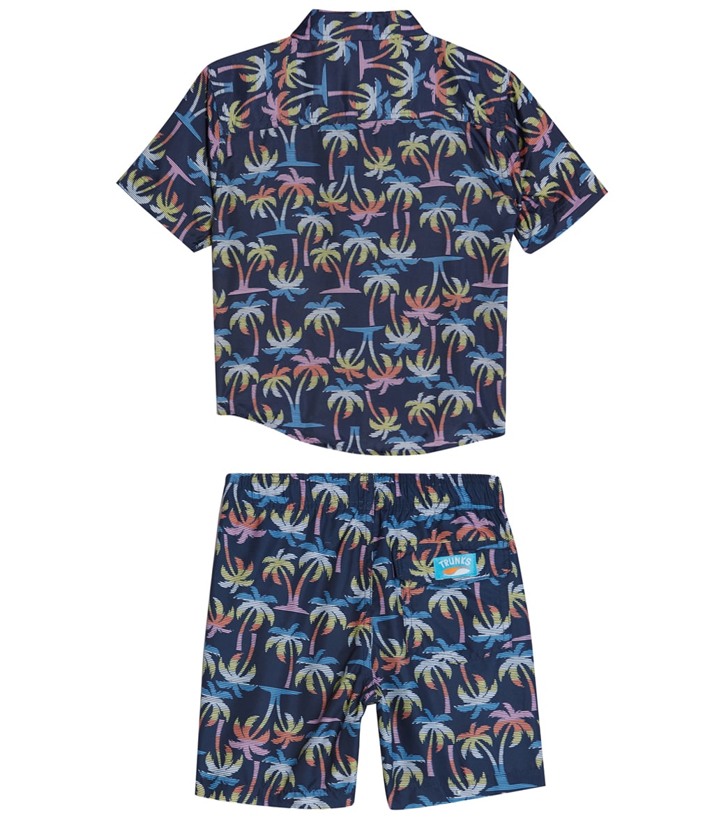 Trunks Surf & Swim Co. Boys' Colorblock Camp Shirt & Swim Trunks Set (Big Kid) Marine