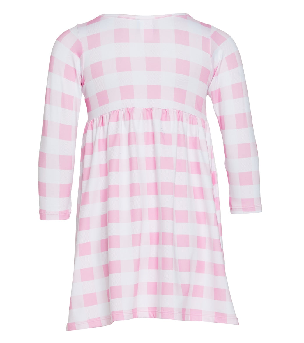 Flap Happy Girls' Buffalo Check Pink Lumi UPF 50+ Dress (Baby, Toddler, Little Kid)