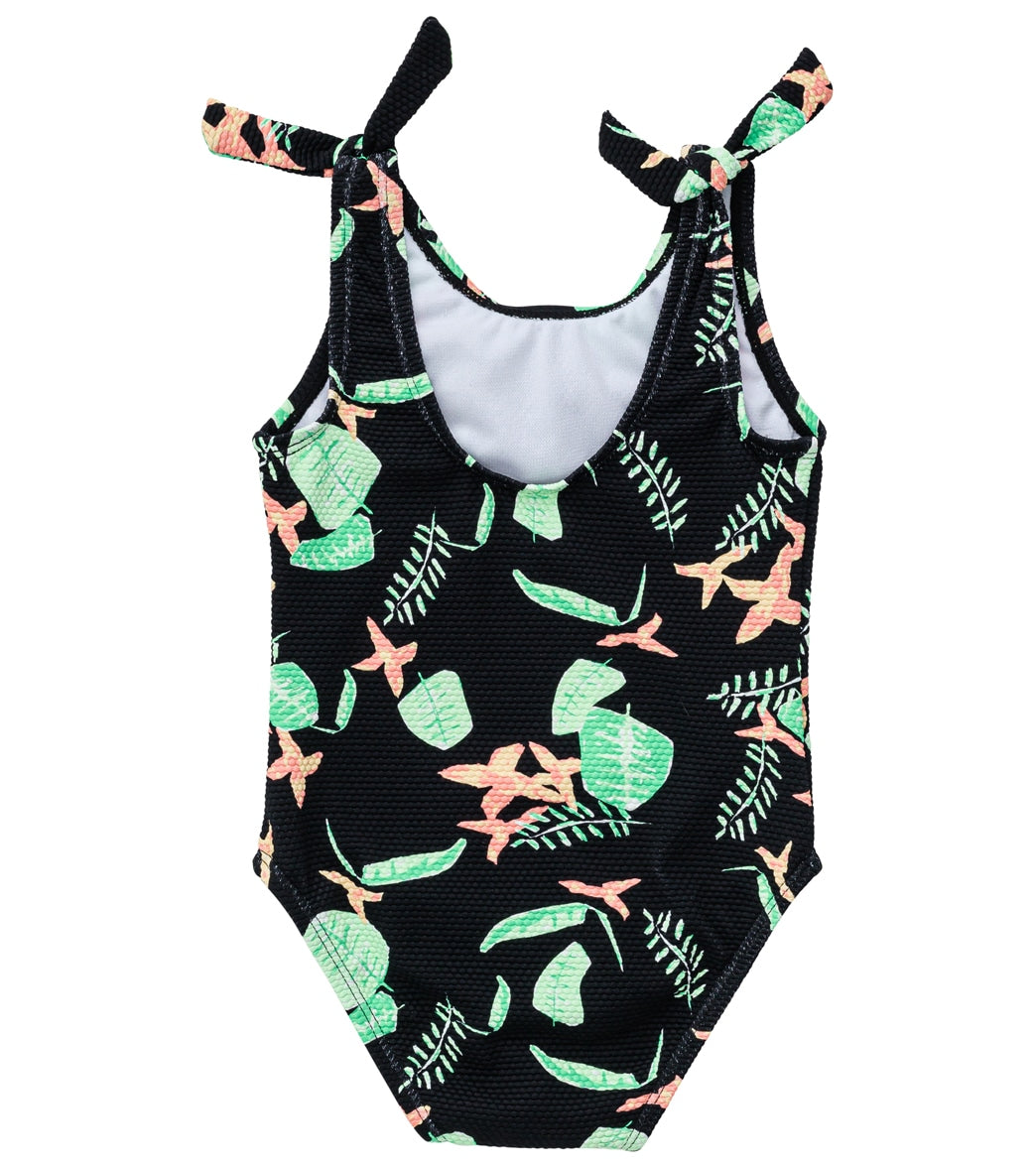 Snapper Rock Girls' Neon Rainforest Sustainable Tie Swimsuit (Baby, Toddler) Black