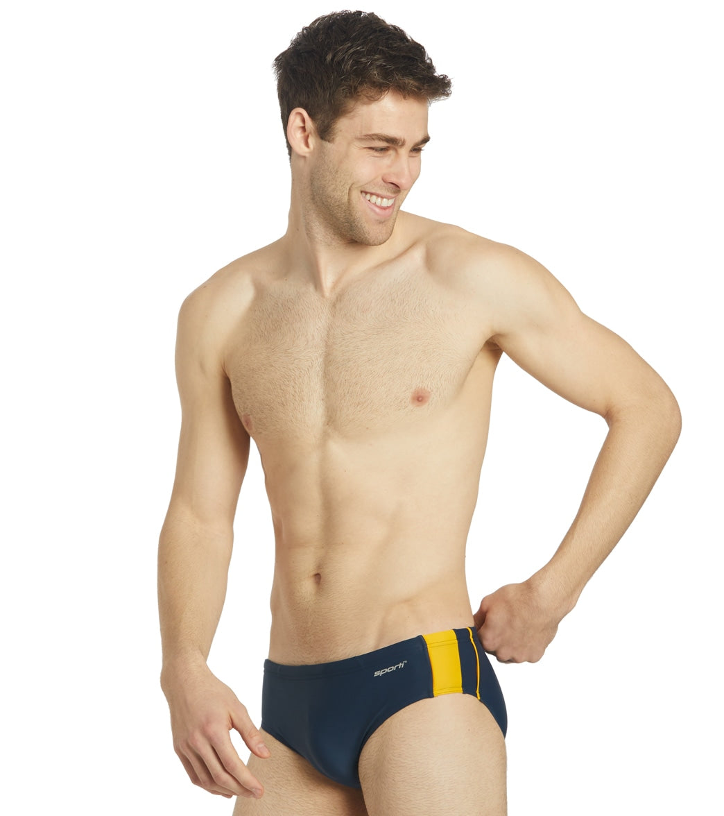 Sporti Piped Splice Brief Swimsuit (22-40) Navy/Gold