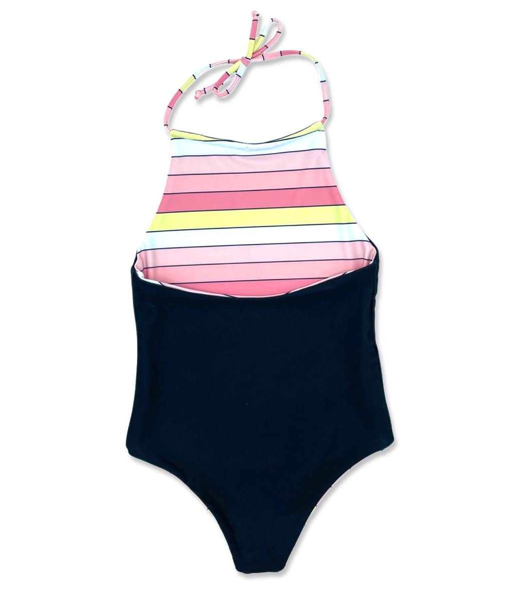 Feather 4 Arrow Girls' Riviera Reversible One Piece Swimsuit (Toddler, Little Kid, Big Kid) Sunset Stripe