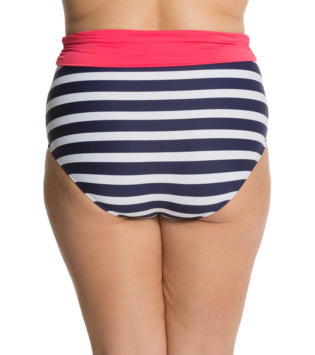 Beach House Plus Ship Shape Stripe Fold Over High Waist Bottom