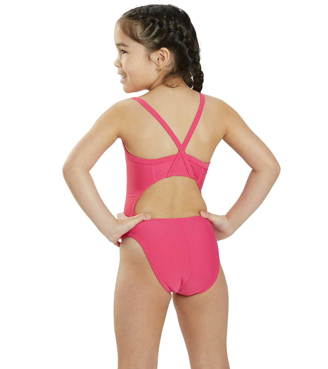 Sporti Solid Thin Strap One Piece Swimsuit Youth (22-28) Pink