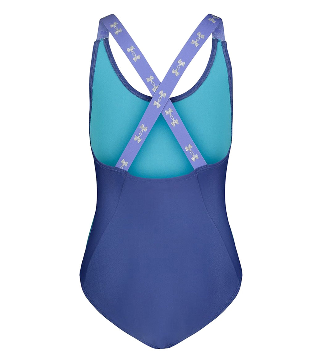 Under Armour Girls' UA Racer One Piece Swimsuit (Little Kid) Deep Periwinkle