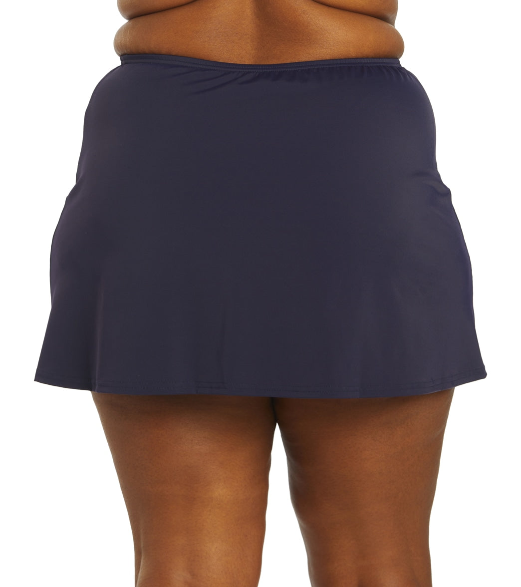 Fit4U Women's Plus Size Solid Swim Skirt With Slit