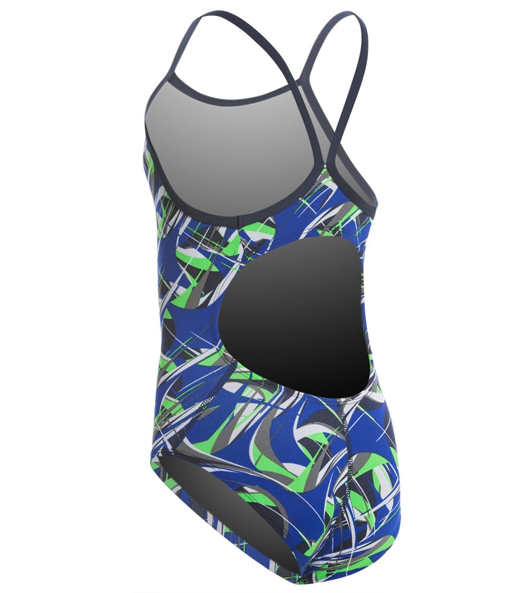 Dolfin Youth Reliance Predator V Back One Piece Swimsuit Blue/Green