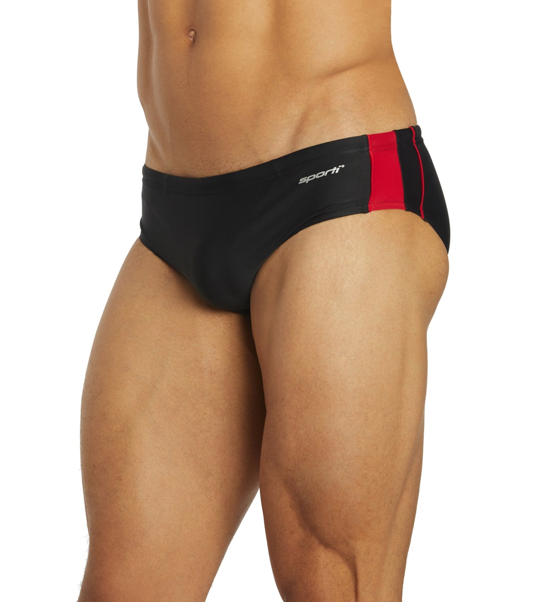 Sporti Piped Splice Brief Swimsuit (22-40) Black/Red