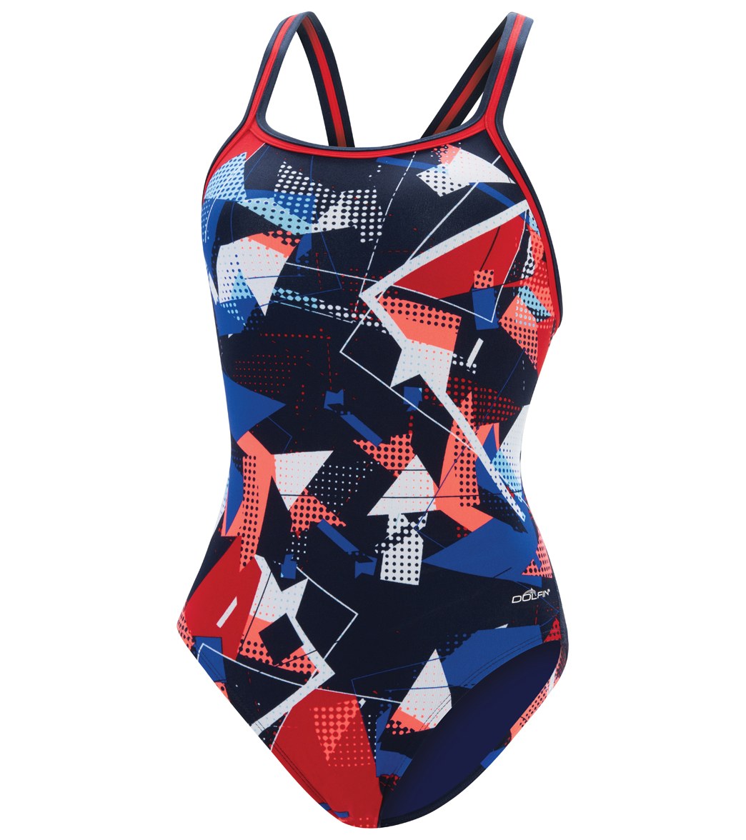 Dolfin Women's Reliance Renegade DBX Back One Piece Swimsuit Red/White/Blue