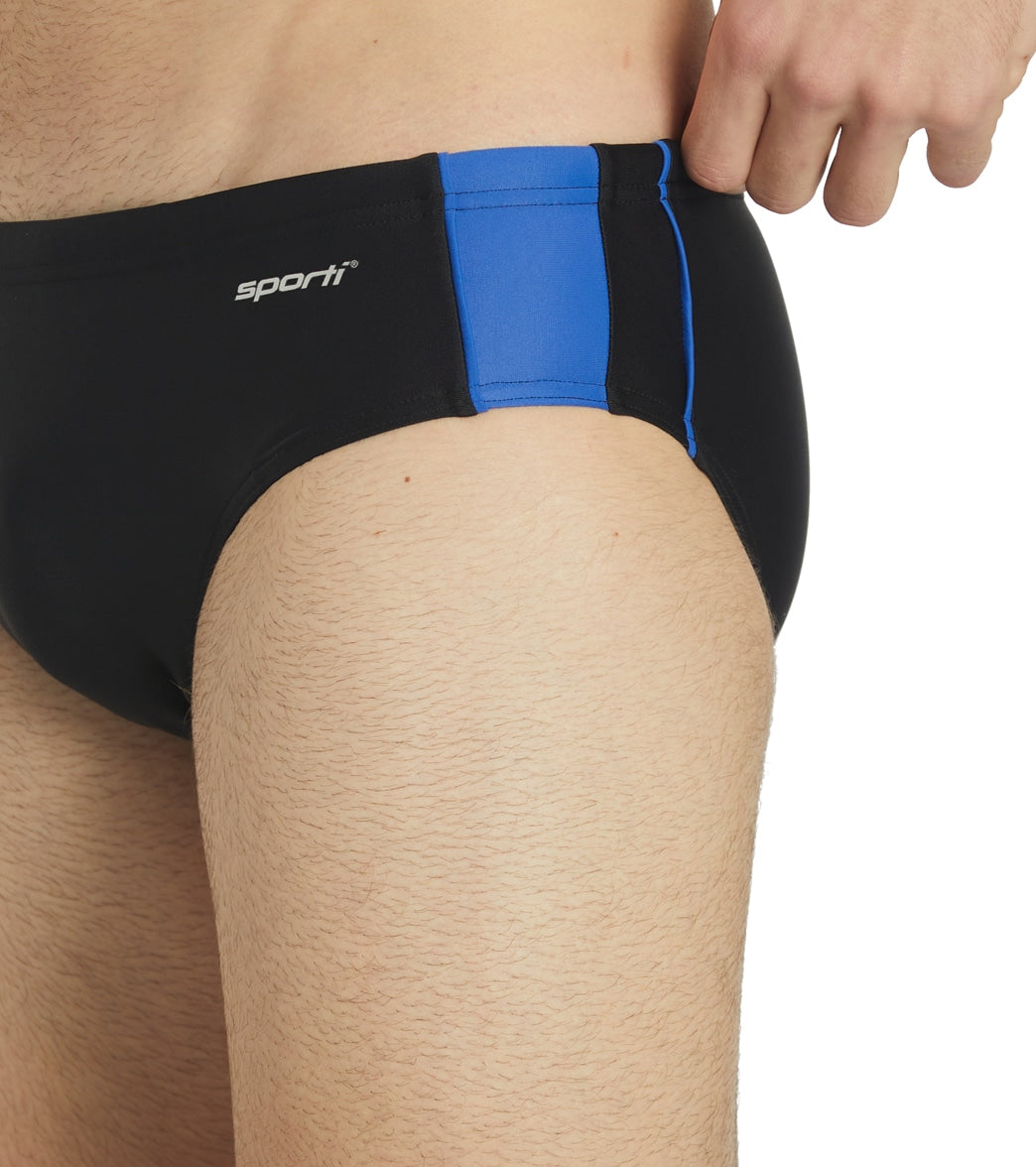 Sporti Piped Splice Brief Swimsuit (22-40) Black/Royal